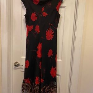 Black dress with red flowers